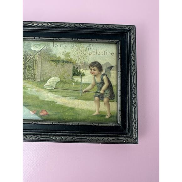 Antique Vintage Victorian 1911 Framed “Be My Valentine” Cherubs - Picture 4 of 9